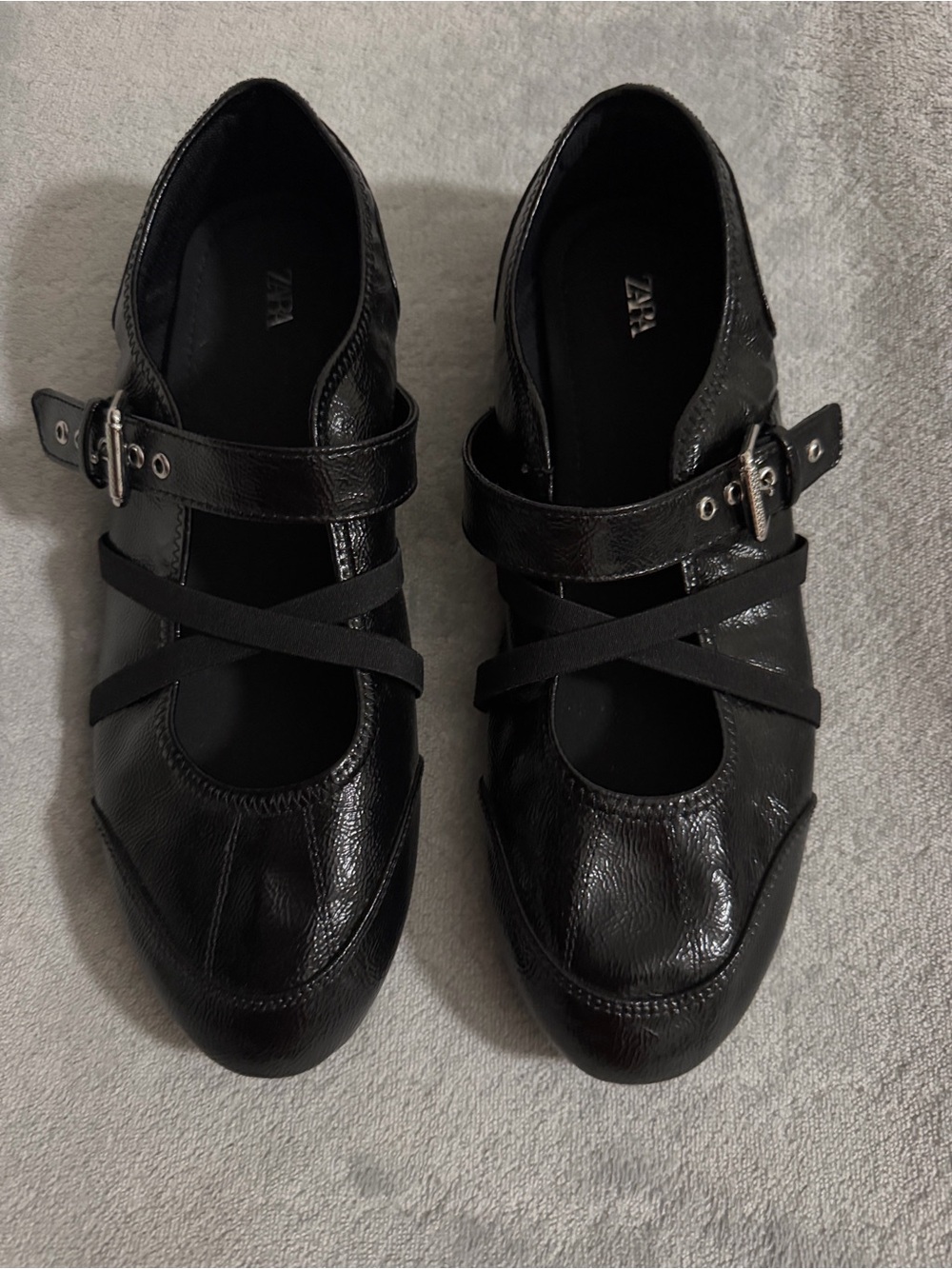 Zara Mary Jane Black Ballerina Shoes Size US 10